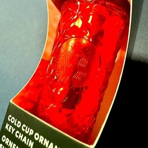 Starbucks Winter 2023- Cold Cup Ornament Key Chain- Iridescent Red